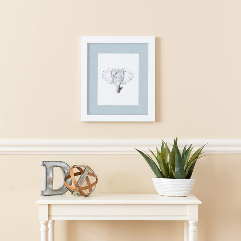 White and Baby Blue Matted Picture Frame with Satin Finish