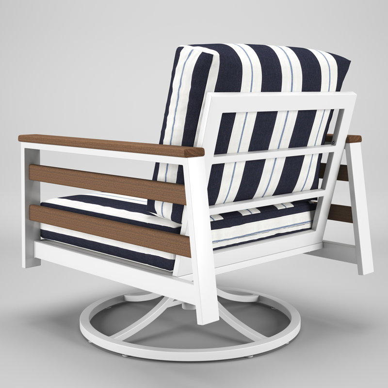 Chaise berçante d'extérieur en métal avec coussin Sunbrella Townsend, Port Relate