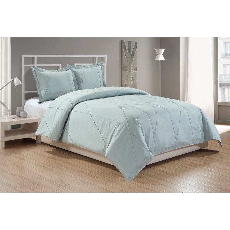 Ensemble de housse de couette en coton 3 pièces Sherry, Housse de couette grand + 2 taies décoratives, Menthe