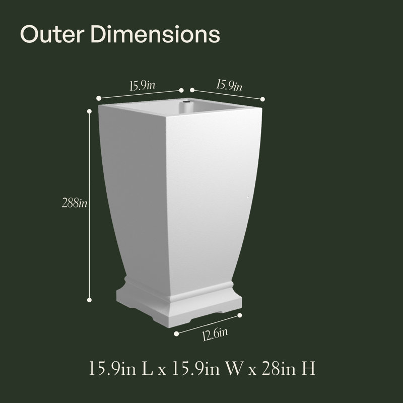 Myung Pot Planter, Black, 28" H x 15.9" W x 15.9" D, 1