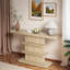 Console 63 po vintage avec tablettes de rangement ouvertes à 2 niveaux et grand plateau de table-130192783