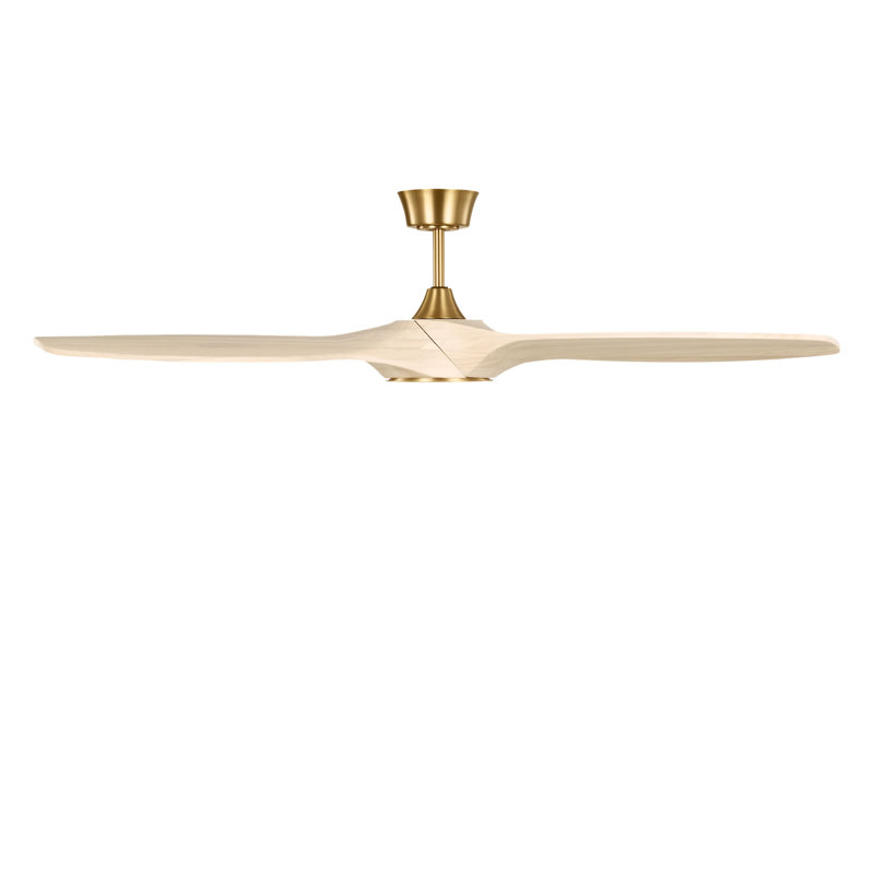 Selen Smart LED Ceiling Fan, Washed White Oak, Burnished Brass, 60" Wide