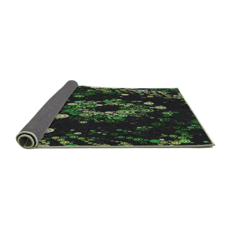 Tapis noir/vert tissé à la machine, Rond 6 pi