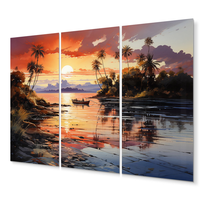 Dominicain lever de soleil sur Saman - ensemble de décoration murale nautique et plage en métal