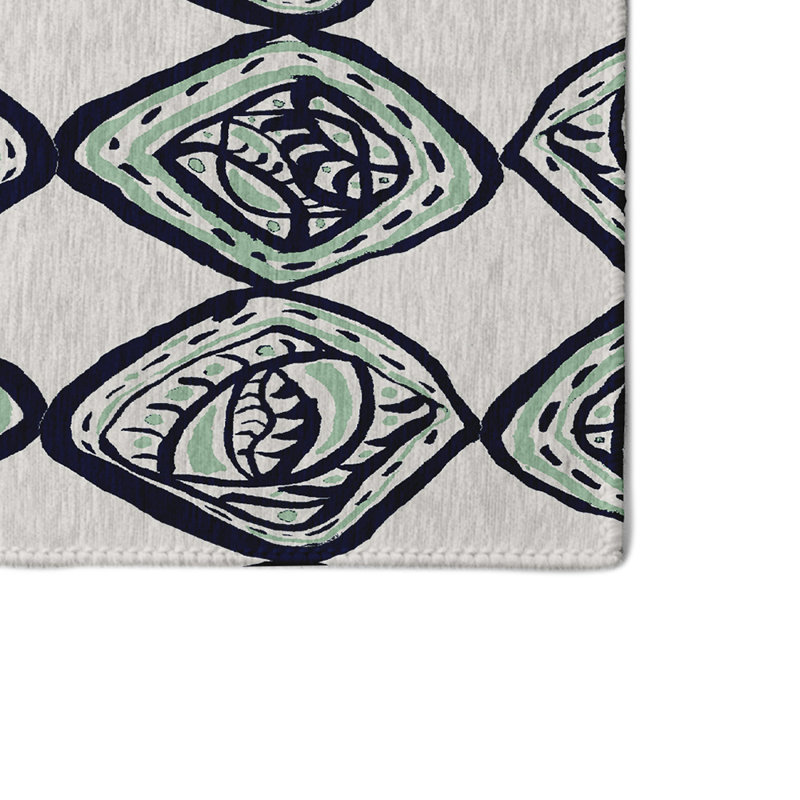 Tapis décoratif géométrique bleu marine, Rectangle 4 pi x 6 pi