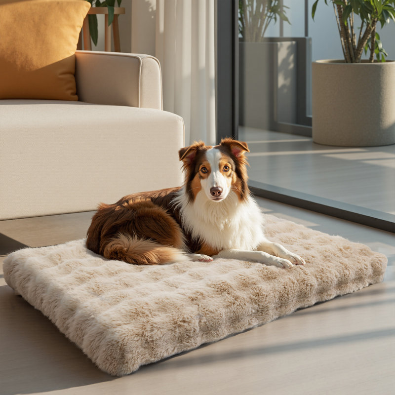 Dog Bed, Beige, 12cm H x 120cm W x 90cm D
