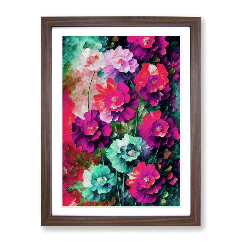 Bunch Of Flowers No.4 - Single Picture Frame Print, 34cm H x 25cm W x 2cm D, Walnut