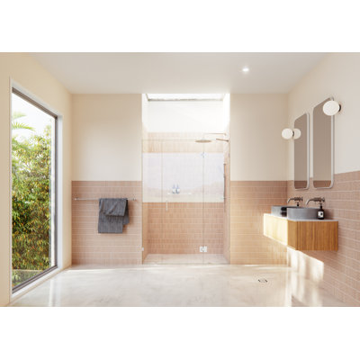Stellar 63.5 in. W x 78 in. H Fully Frameless 3 Panel Inline Glass Hinged Shower Enclosure