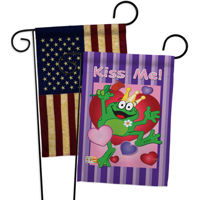 Drapeau de jardin 18 po x 13 po Kiss Me Frog
