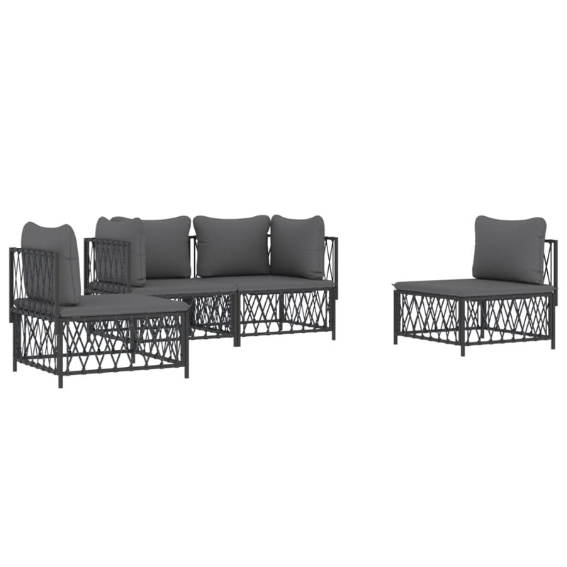 Ensemble de conversation avec coussins 4 pièces, Anthracite