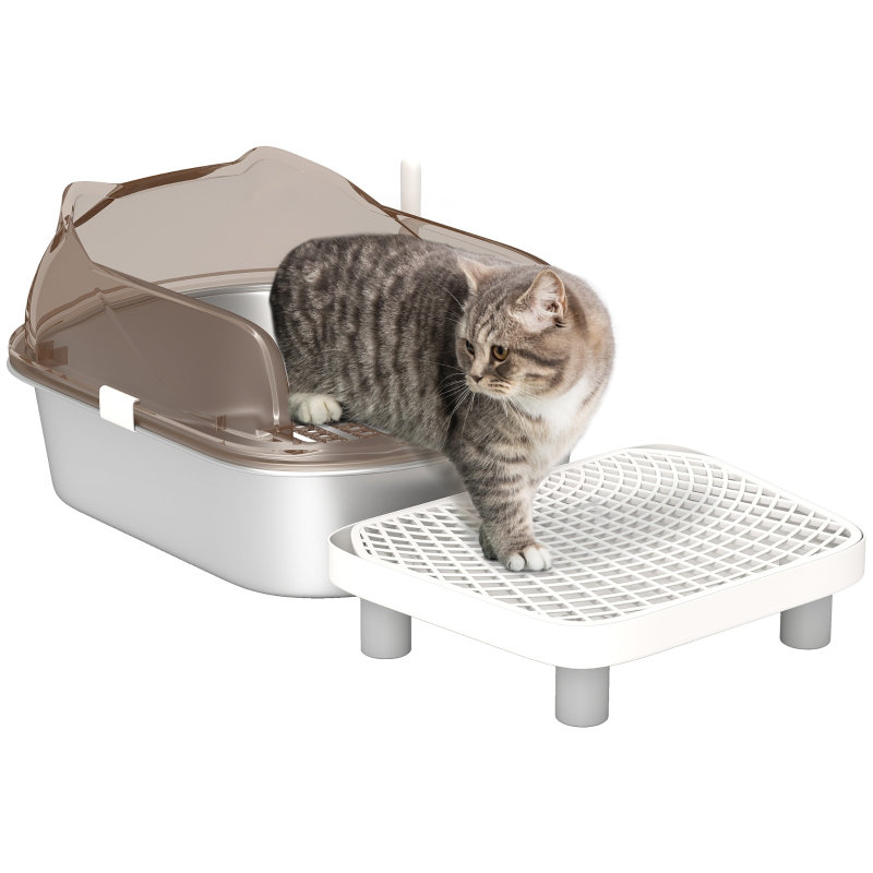 Pawtropolis Stainless Steel Enclosed Litter Box with Scoop