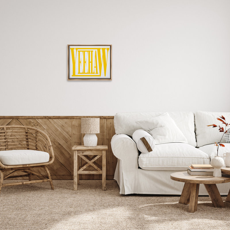 «Yeehaw Yellow Typographie» par Grace Popp sur, H 17 po x l 21 po, Cadre flottant orme Montalcino