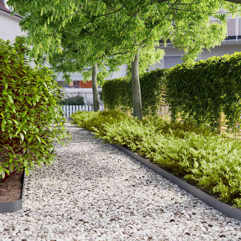 Lawn Edgings 10 Pcs Cold-Rolled Steel, Anthracite, 10cm H x 103cm W x 0.05cm D