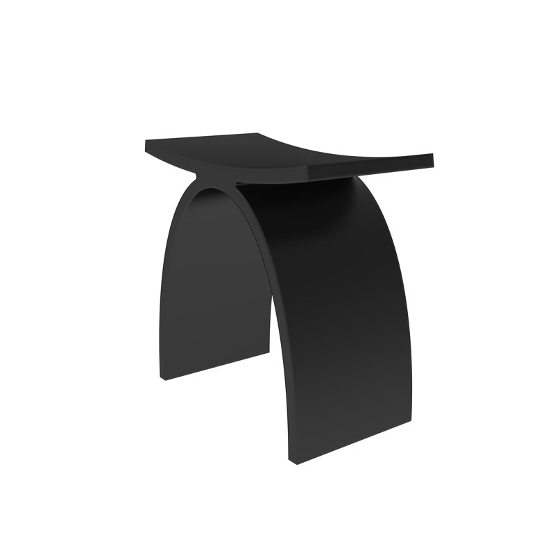 Tabouret de douche autoportant à surface solide, Noir, noir, noir, noir