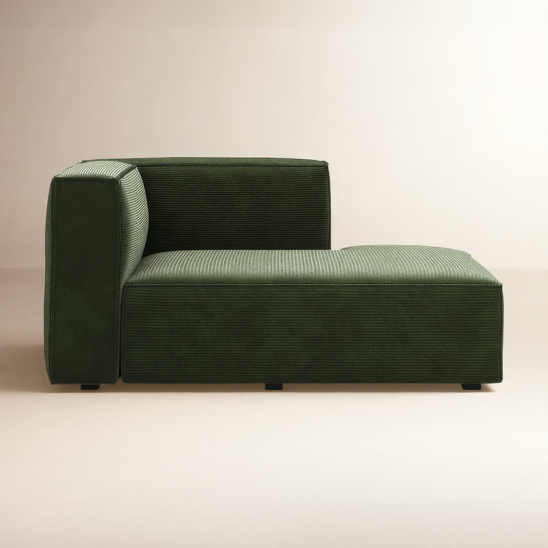 Méridienne Shonnard, Orienté à droite, Velours côtelé performance vert olive