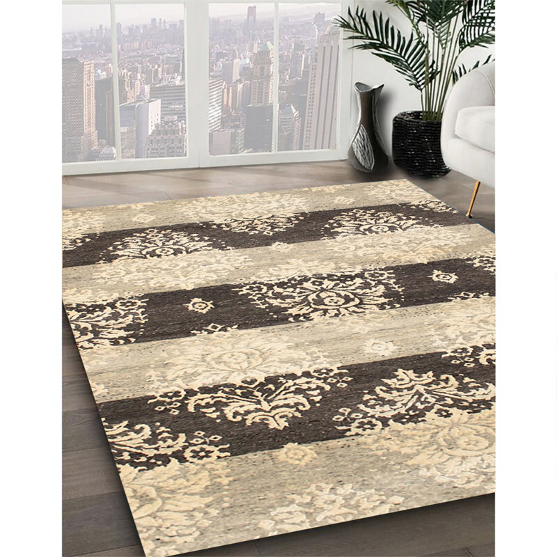 Tapis brun/gris zone contemporaine, Rectangle 7 pi x 10 pi
