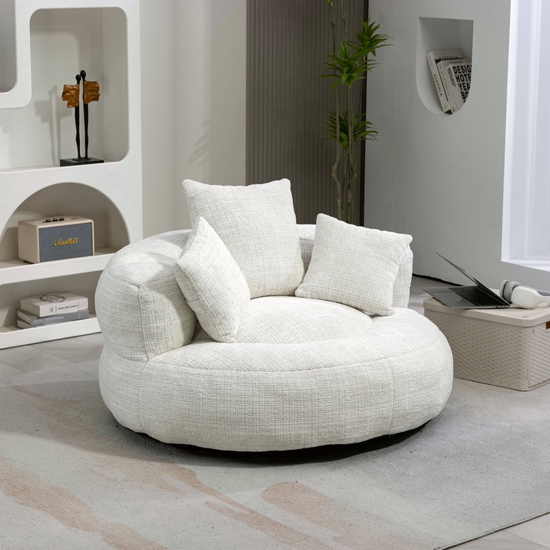 Fauteuil à billes à dossier haut avec dossier confortable Lazy Sofa, Chenille beige 