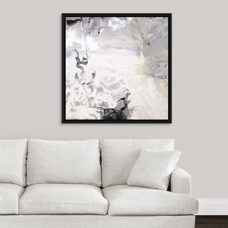 « tone on tone », peinture sur toile, Cadre flottant noir, H 37,7 po x l 37,7 po x P 1,75 po