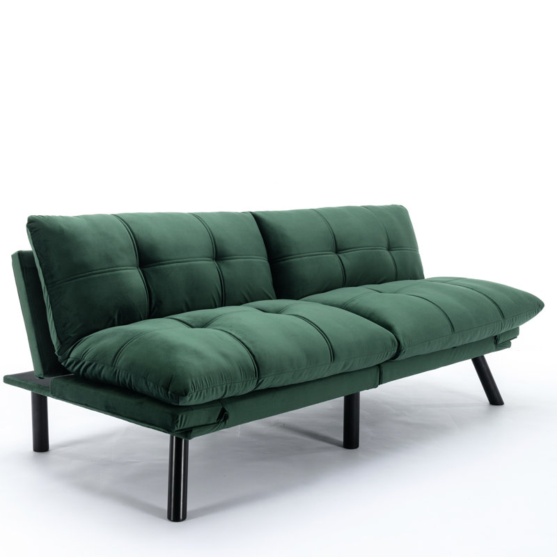 Lit convertible pour lit simple, petit espace, bois de pin blanc, rembourrage en mousse, accoudoirs et dossier réglables, lit simple tapissier moderne de poids maximal de 800 lb, housse lisse,