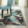 Tapis beige / bleu sarcelle