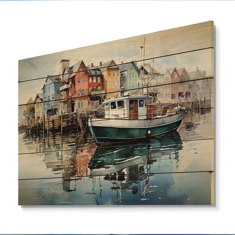Port Harbor Reflections XVII sur bois, H 10 po x l 20 po x P 0,78 po
