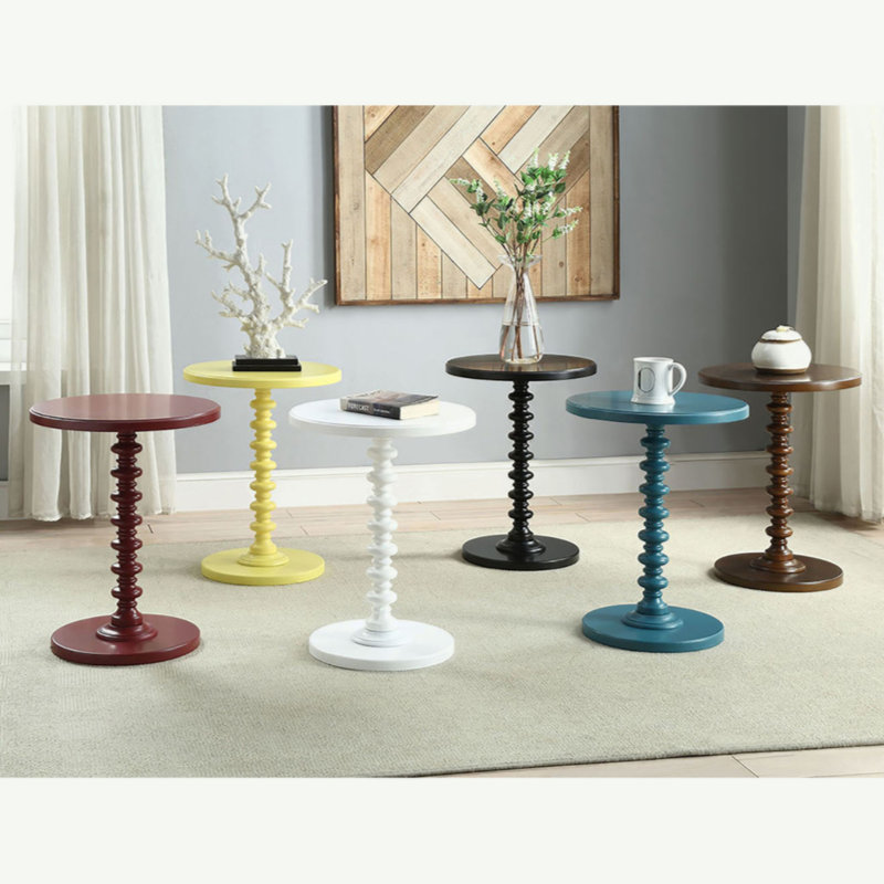 Table de bout à piédestal Fiama, Noir, H 22,25 po x l 17 po