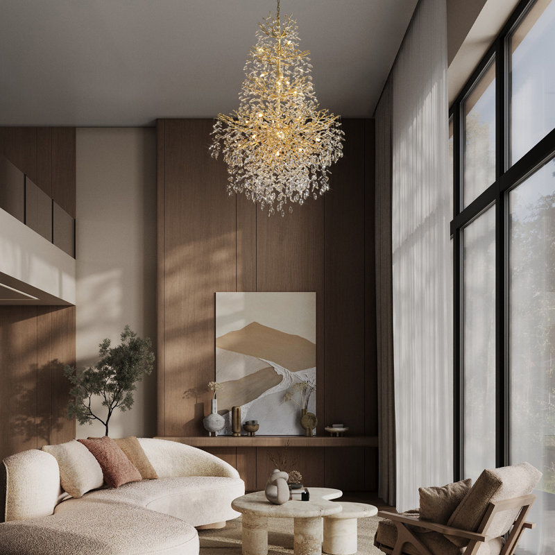 Lustre en cristal de luxe pour escalier K9, H 61,02 po x l 39,37 po x P 39,37 po, 1, 24 lumières