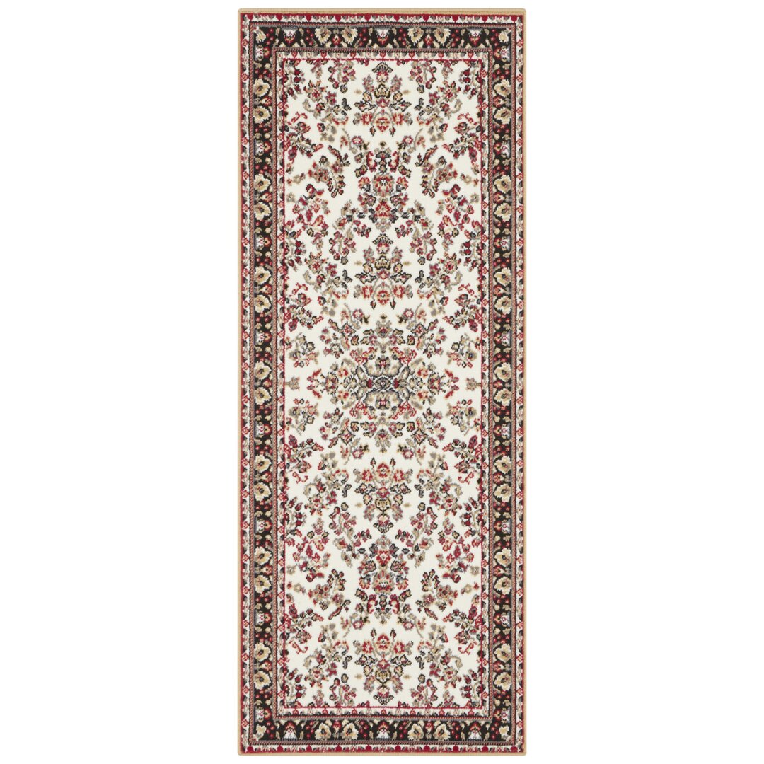 Zabul Teppich Orientalisch - Kurzflor Orient  für Wohnzimmer, Schlafzimmer, Flur - Creme Gold