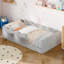 Lits simples modernes avec rangement, structure de plancher en bois aggloméré moelleux pour chambre d'enfant