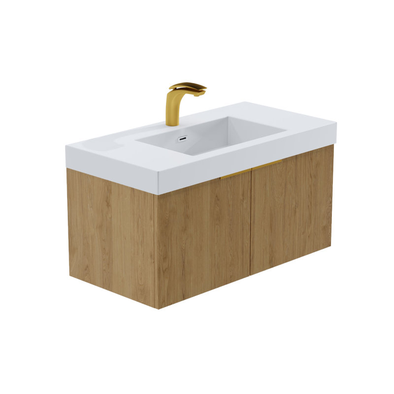 36" Single Vanity Set, Base, Resin Top, Natural