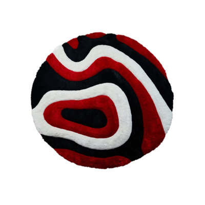 Jakelyn Shag Abstract Designed Red/Black Area Rug