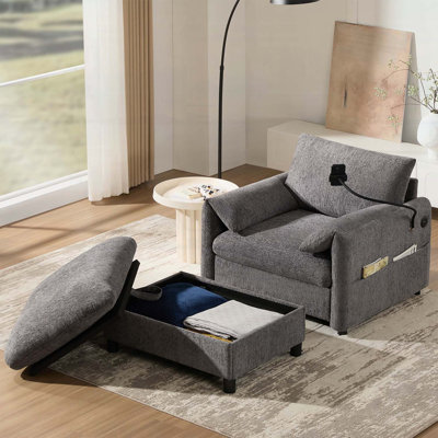 Chaise Lounge with Storage Ottoman,Adjustable Phone Holder,for Modern Living