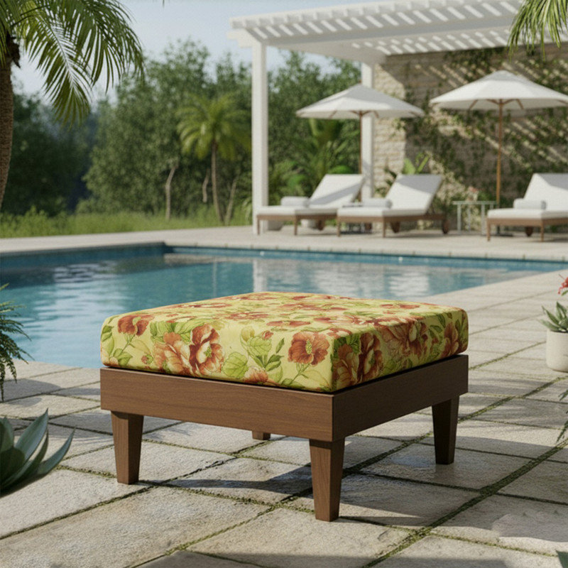 Coussin de remplacement pour repose-pieds d'extérieur Sunbrella, Petra brun clair floral