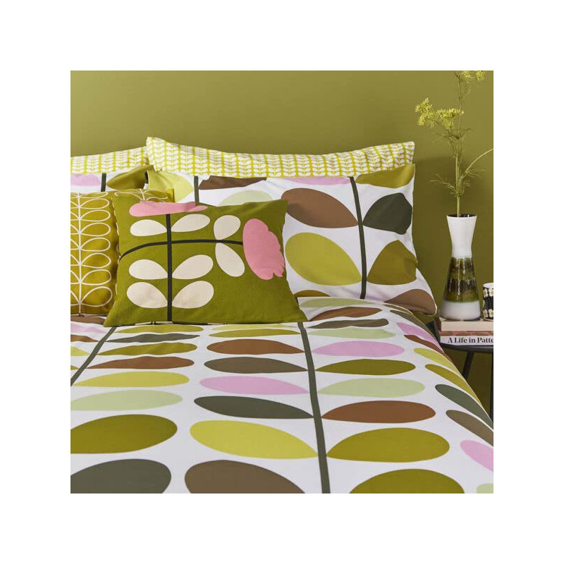 Green/White/Pink 200 TC Reversible Duvet Cover Set, Super King