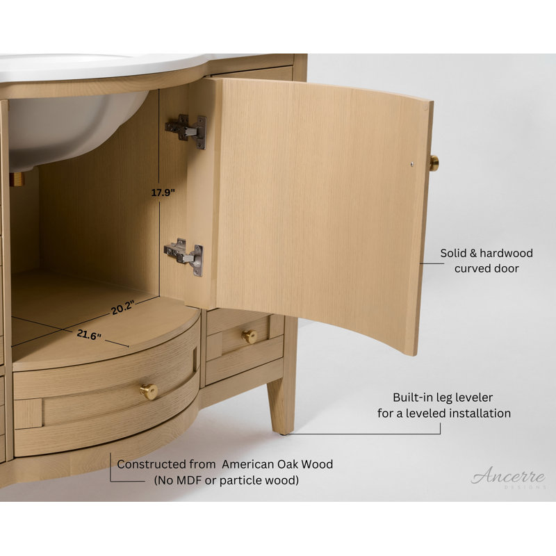 Lauren 48'' W Single Vanity, Gold, Oak