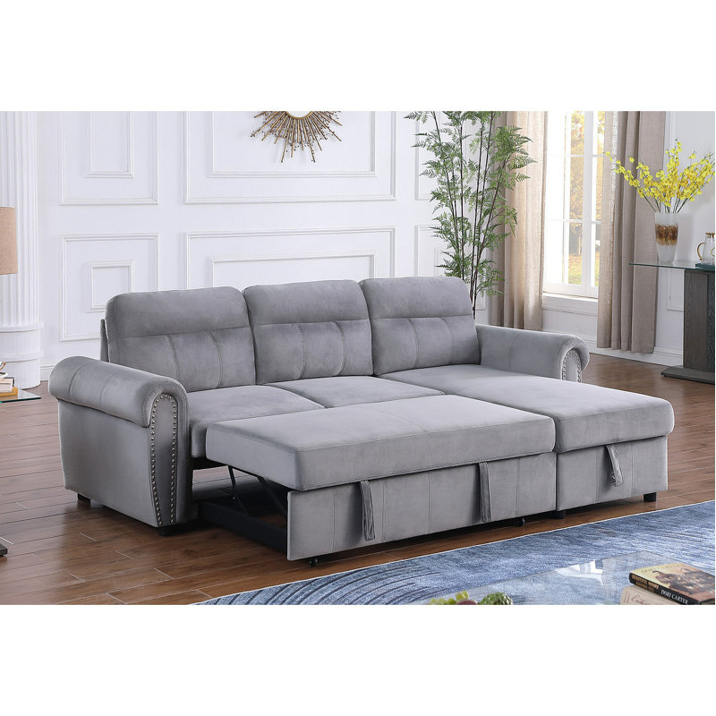 Canapé-lit modulaire réversible en tissu de velours l 96,5 po