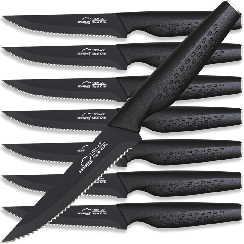 Couteaux à steak, ensemble de 8 couteaux à steak, ensemble de couteaux à steak en acier inoxydable, couteaux dentelés allant au lave-vaisselle, élégant