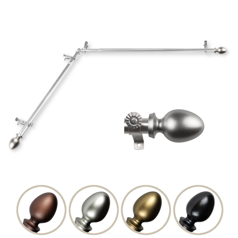 Djeneba Metal;Resin Adjustable 0.81'' Single Curtain Rod, Satin Nickel, 120" - 170"