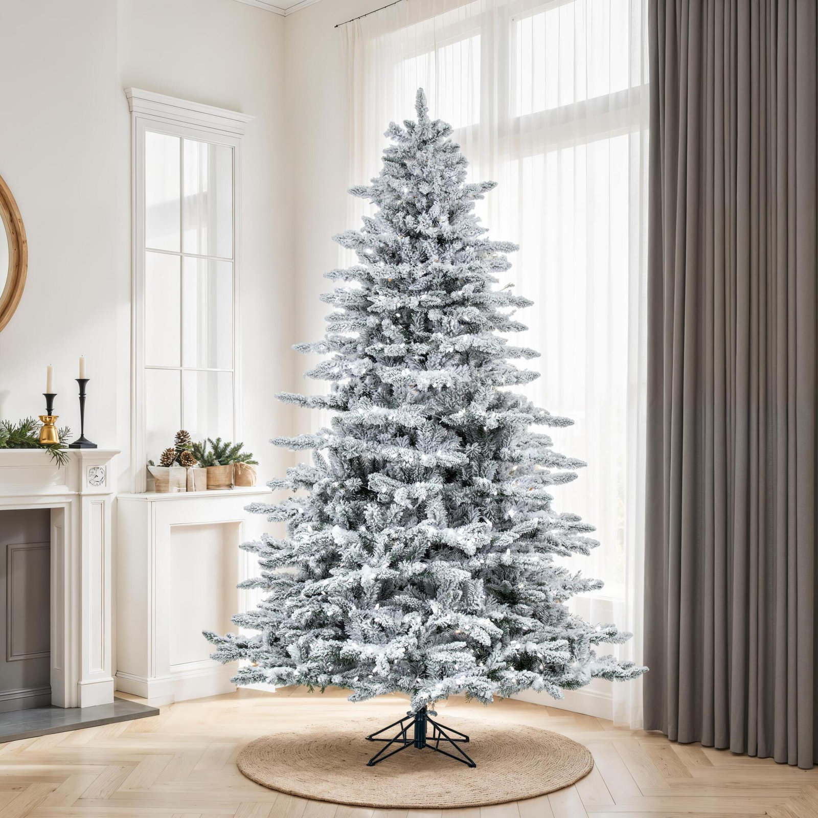 Frosted 12' Pre-Lit Fir Christmas Tree, 7.5'