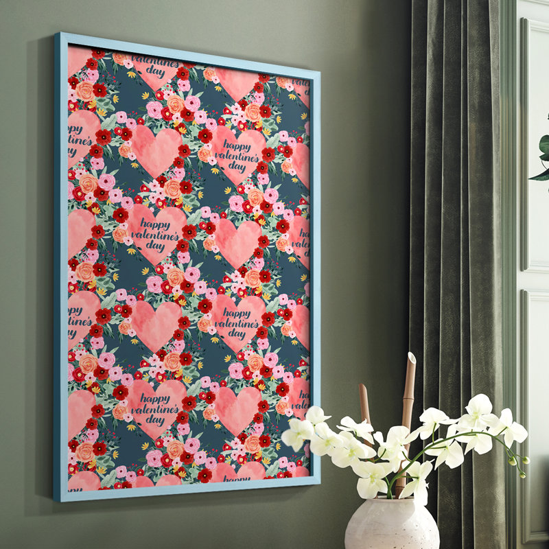 «Sweet Hearts Collection», reproduction encadrée E - bois massif, Bleu, H 10 po x l 8 po