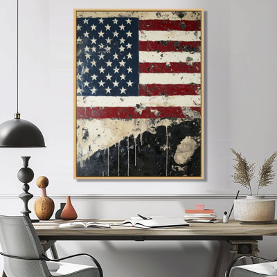 Dominie, drapeau des États-Unis abstrait Liberty Memories - drapeau des États-Unis, art mural encadré