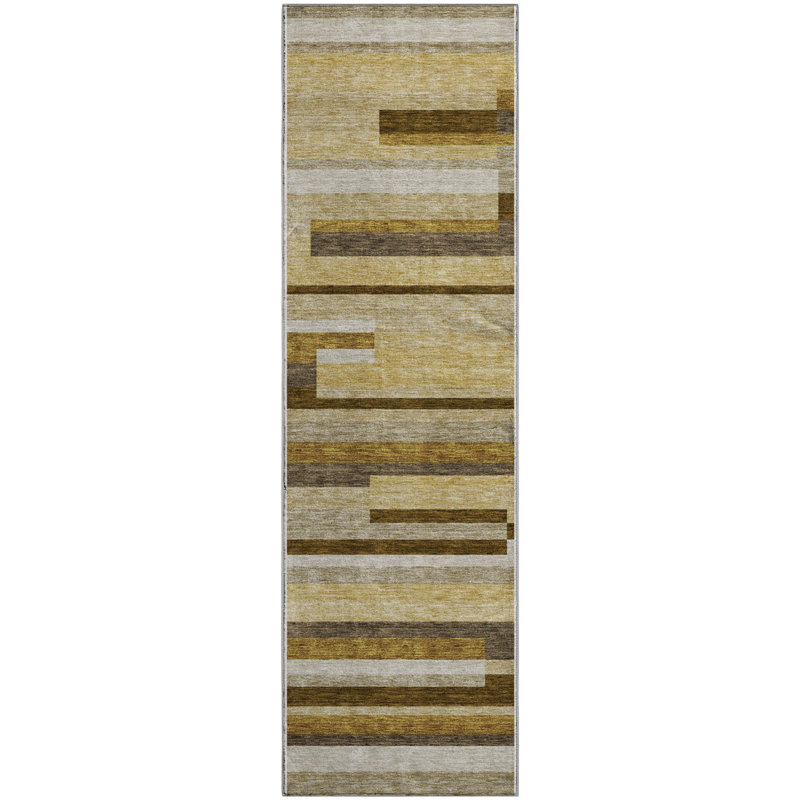 Premium Machine Washable Prisco Khaki Rug, Runner 2'3" x 7'6"