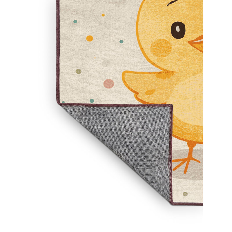 Machine Washable Champlost Easter Modern & Contemporary Abstract Rug in Beige – Rose Binding, 6x9