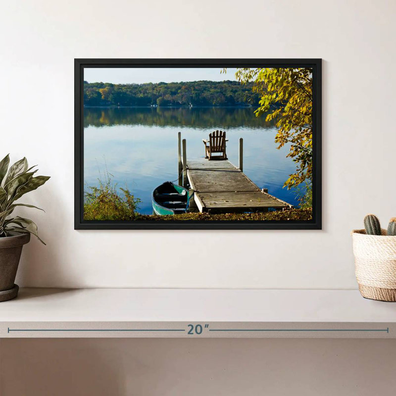Lac Léman matin calme, Cadre flottant noir, 13 po x 9 po