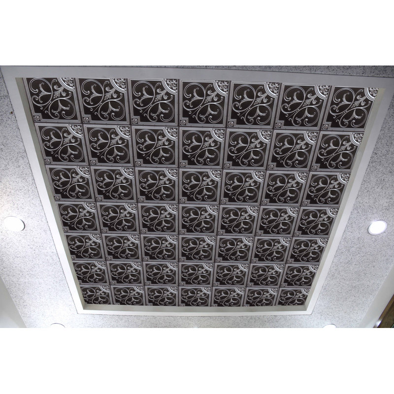 Carreau de plafond en PVC 2 pi x 2 pi Falkirk Perth, Argent antique