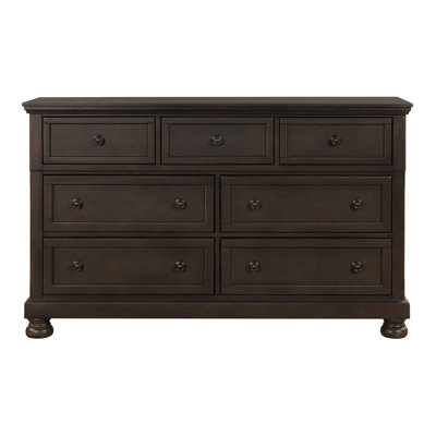 Mobilier de chambre à coucher de style traditionnel avec commode 1 pièce et 7 tiroirs en bois grisâtre