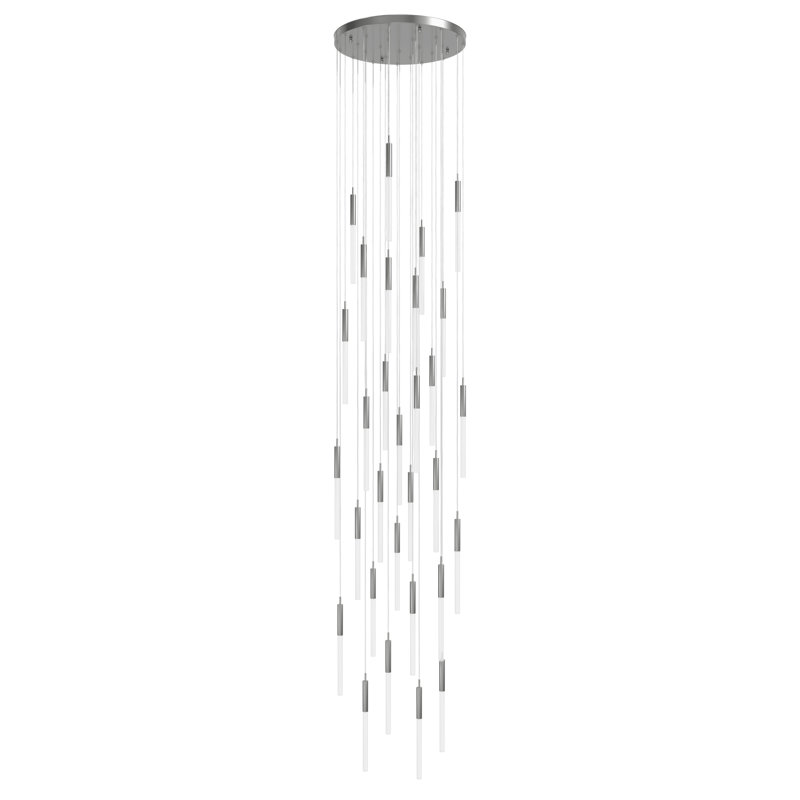 Polished Nickel 31-Light LED Glass Pendant Chandelier
