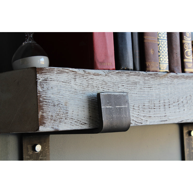 Chumbley 2 Piece Solid Wood Bracket Shelf, White Washed, 24” W - 40" W x 7” D x 3” H (top/bottom shelf)