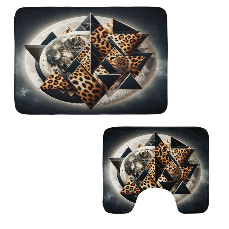  Ensemble de 2 tapis de salle de bain Leopard