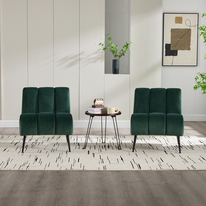 Ensemble de 2 chaises d'appoint rembourrées Mordern (sans table), Vert